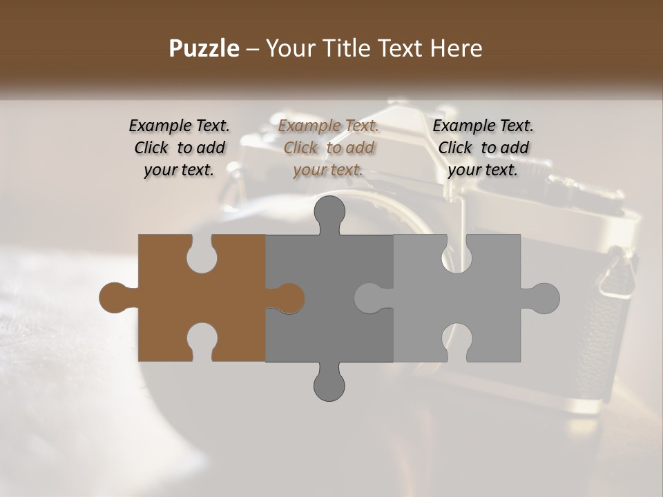 A Camera Sitting On Top Of A Wooden Table PowerPoint Template