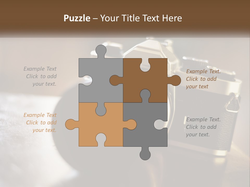 A Camera Sitting On Top Of A Wooden Table PowerPoint Template