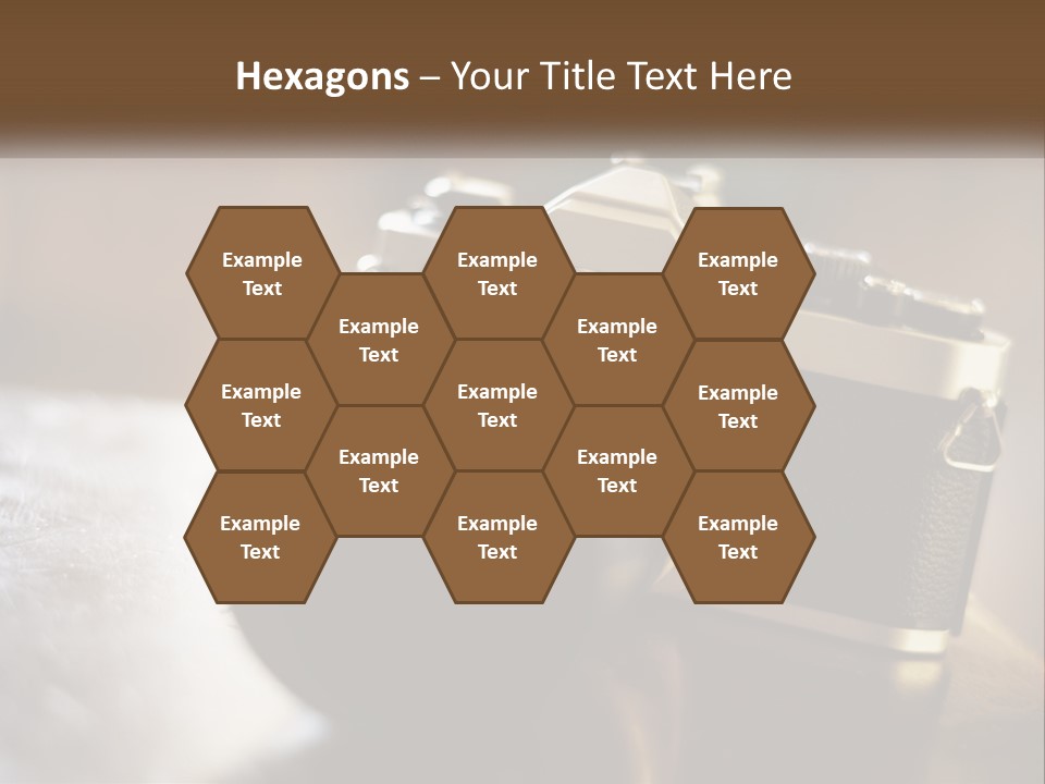 A Camera Sitting On Top Of A Wooden Table PowerPoint Template