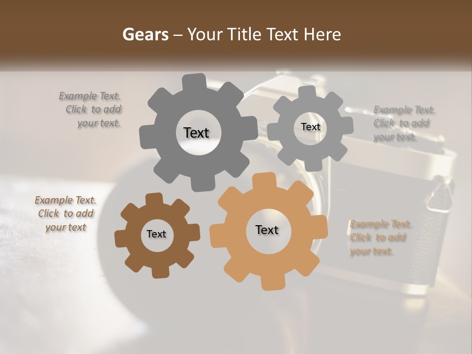 A Camera Sitting On Top Of A Wooden Table PowerPoint Template