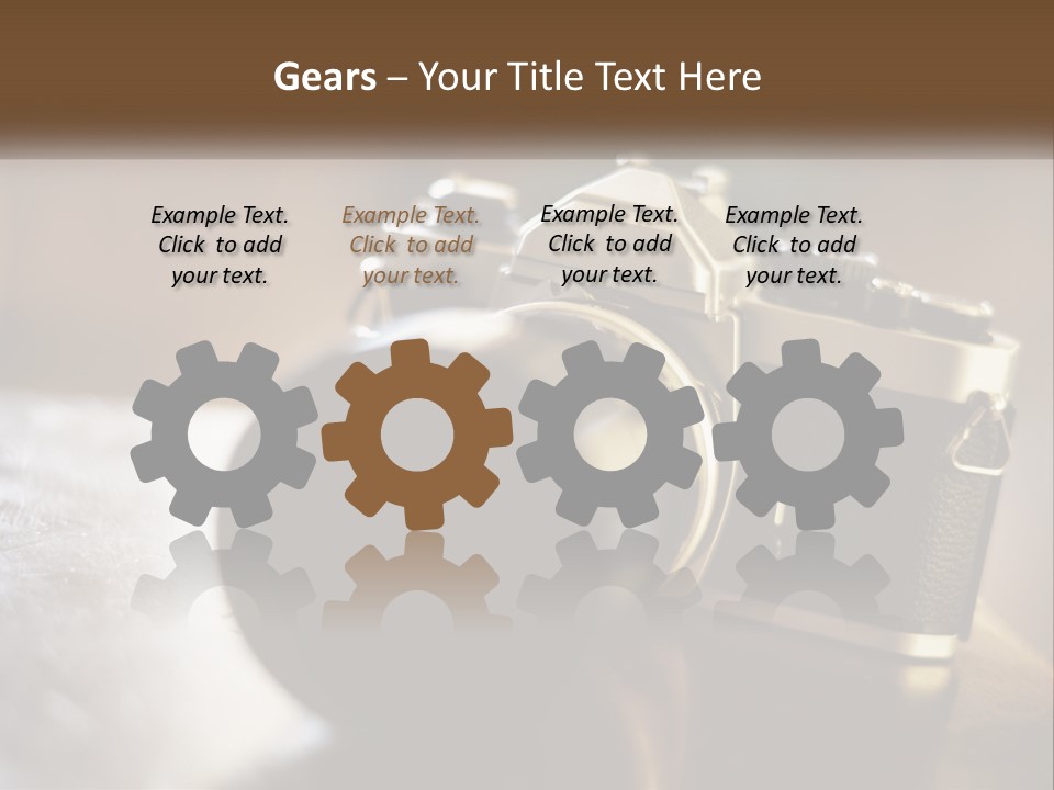 A Camera Sitting On Top Of A Wooden Table PowerPoint Template