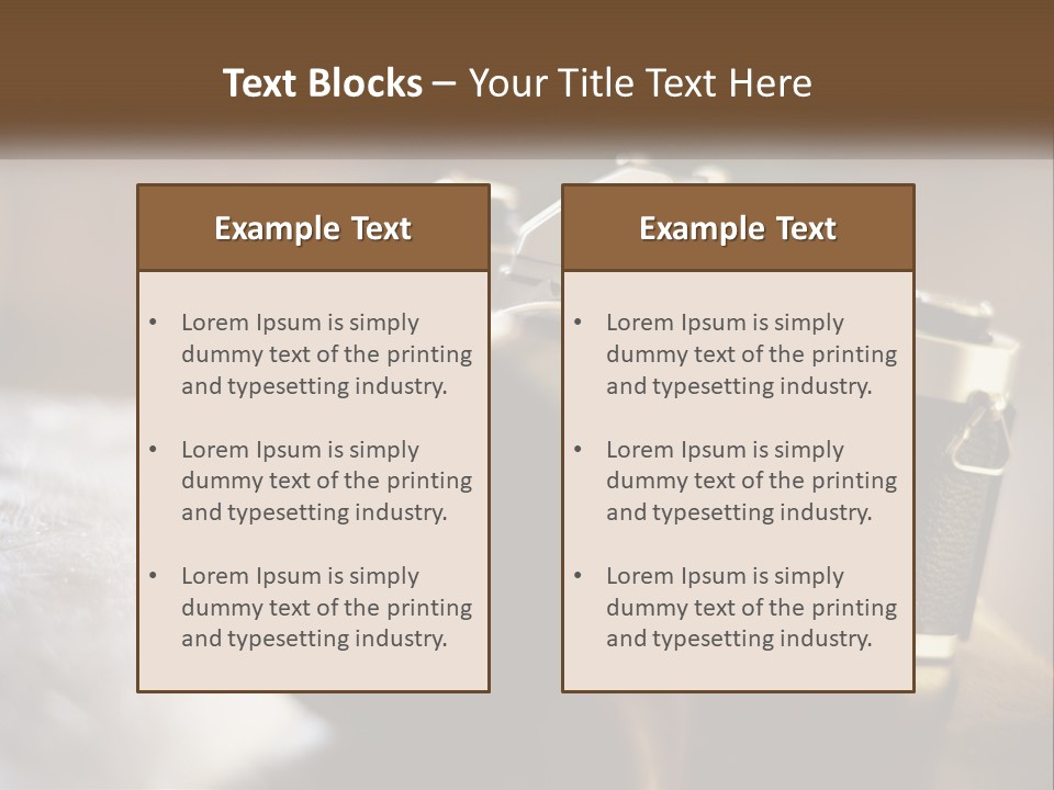 A Camera Sitting On Top Of A Wooden Table PowerPoint Template