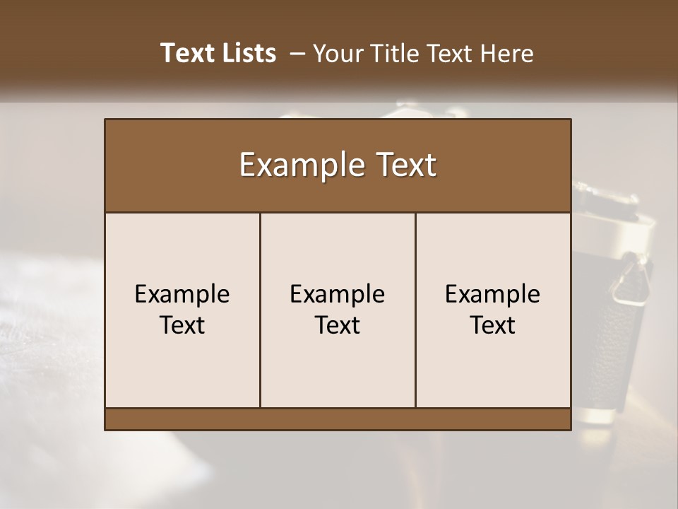 A Camera Sitting On Top Of A Wooden Table PowerPoint Template