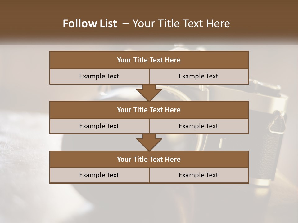 A Camera Sitting On Top Of A Wooden Table PowerPoint Template