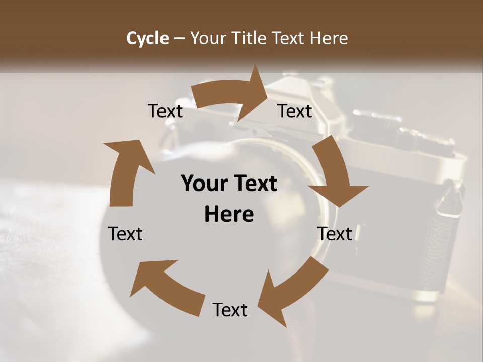 A Camera Sitting On Top Of A Wooden Table PowerPoint Template