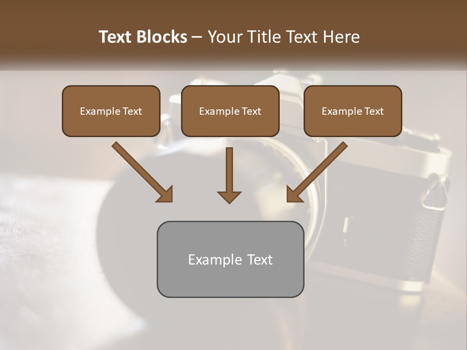A Camera Sitting On Top Of A Wooden Table PowerPoint Template