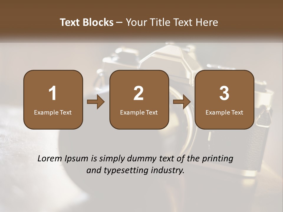 A Camera Sitting On Top Of A Wooden Table PowerPoint Template