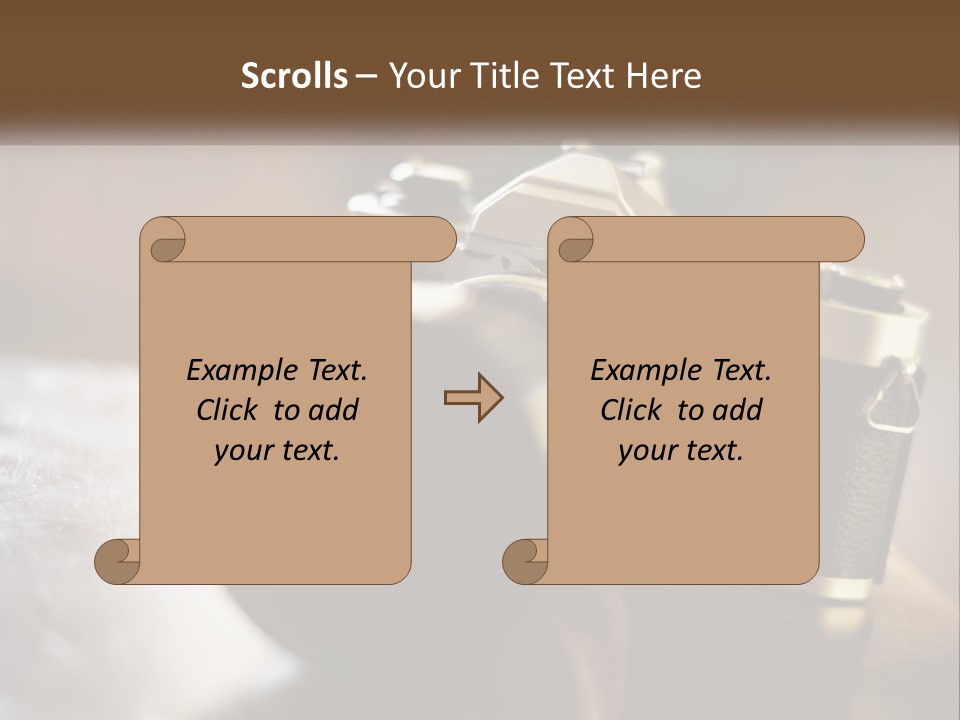 A Camera Sitting On Top Of A Wooden Table PowerPoint Template