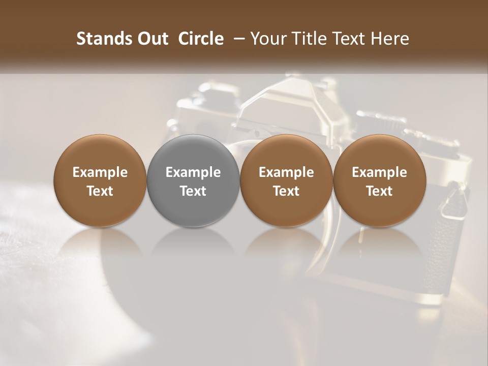 A Camera Sitting On Top Of A Wooden Table PowerPoint Template