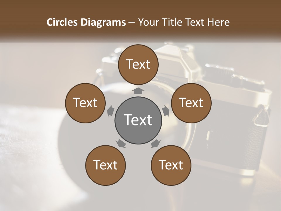 A Camera Sitting On Top Of A Wooden Table PowerPoint Template