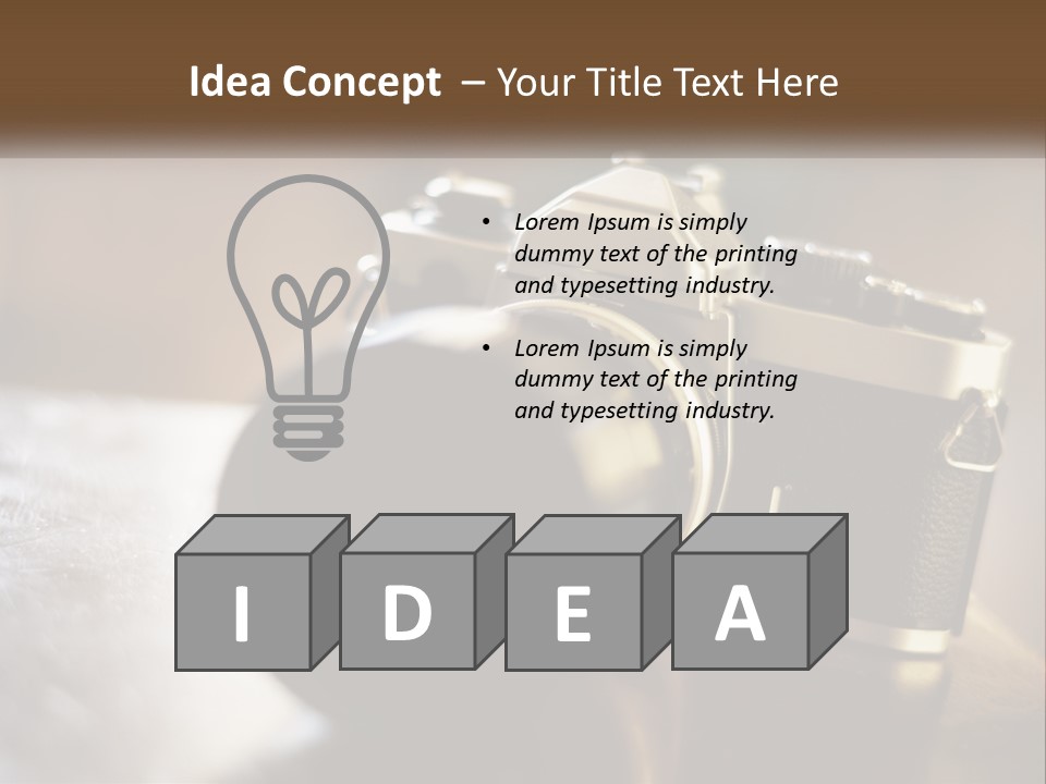 A Camera Sitting On Top Of A Wooden Table PowerPoint Template