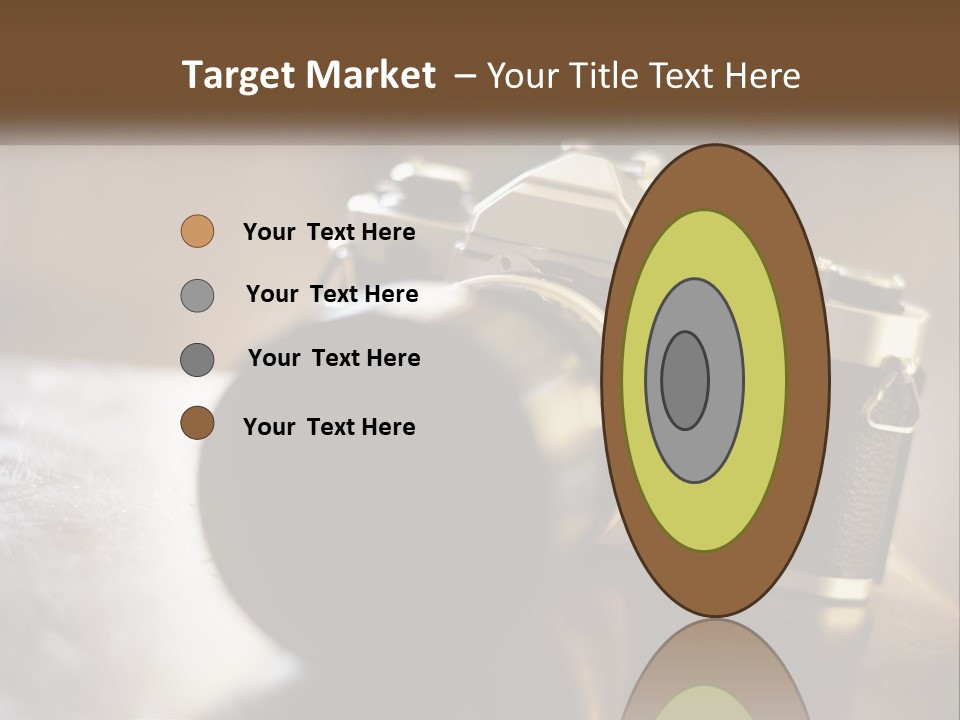 A Camera Sitting On Top Of A Wooden Table PowerPoint Template