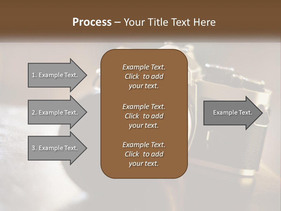 A Camera Sitting On Top Of A Wooden Table PowerPoint Template