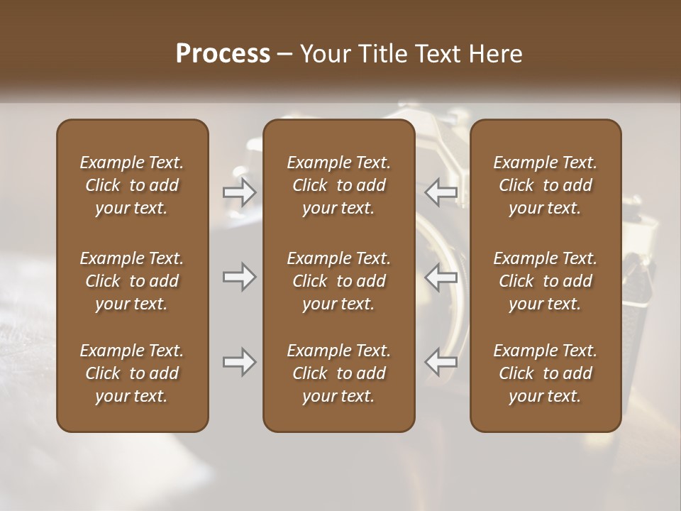 A Camera Sitting On Top Of A Wooden Table PowerPoint Template