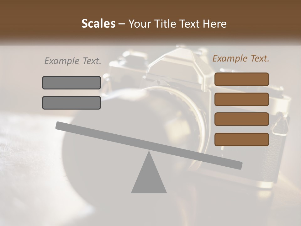 A Camera Sitting On Top Of A Wooden Table PowerPoint Template
