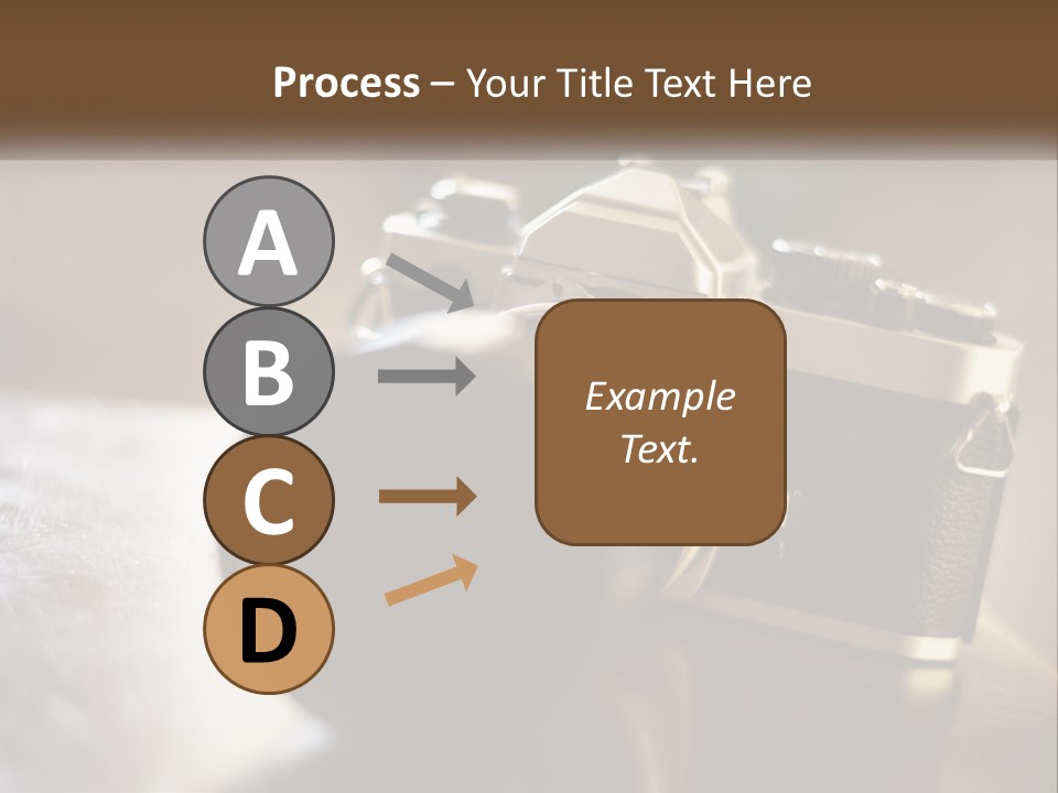 A Camera Sitting On Top Of A Wooden Table PowerPoint Template