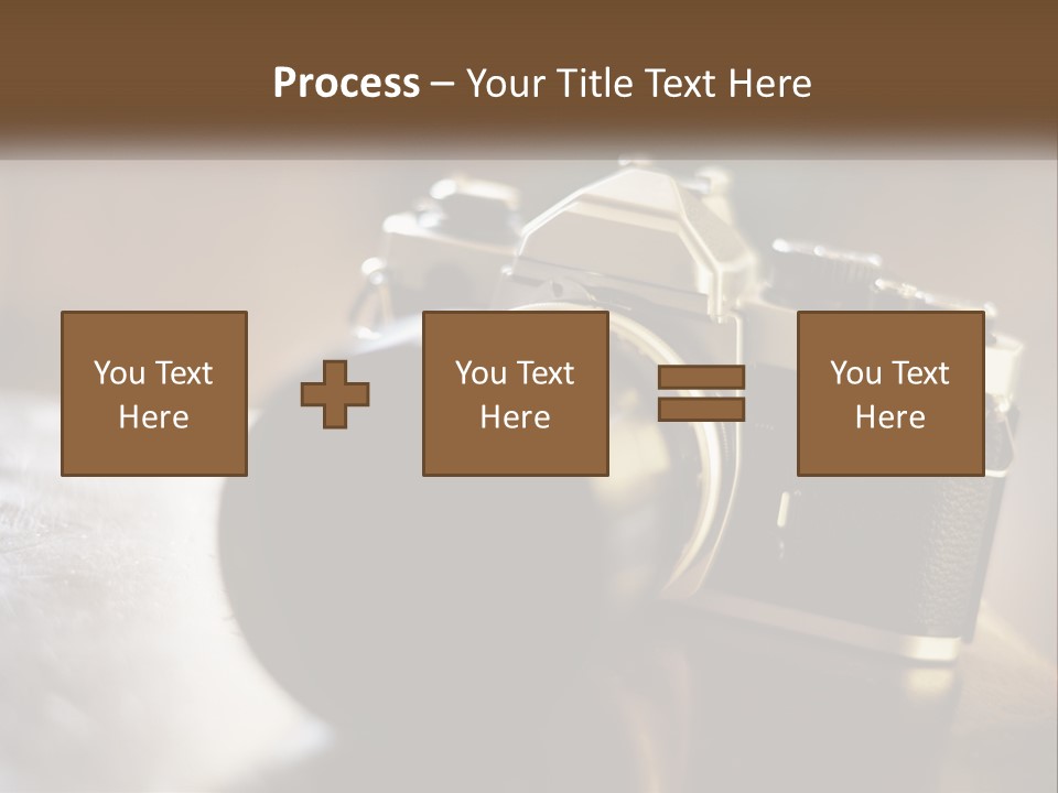 A Camera Sitting On Top Of A Wooden Table PowerPoint Template