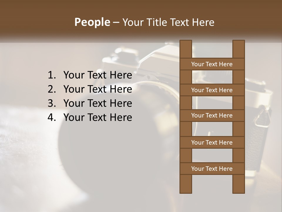 A Camera Sitting On Top Of A Wooden Table PowerPoint Template