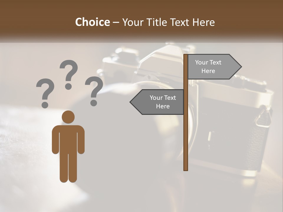 A Camera Sitting On Top Of A Wooden Table PowerPoint Template
