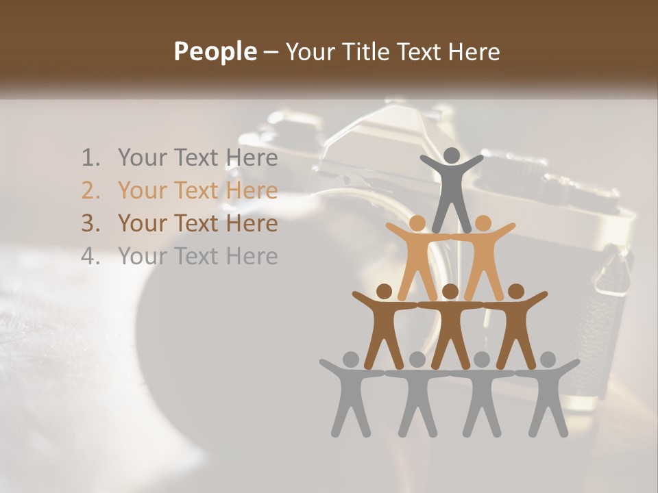 A Camera Sitting On Top Of A Wooden Table PowerPoint Template