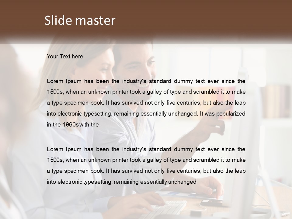 A Man And Woman Looking At A Computer Screen PowerPoint Template