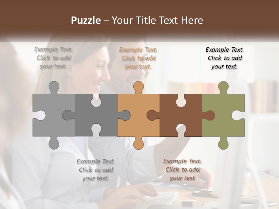 A Man And Woman Looking At A Computer Screen PowerPoint Template