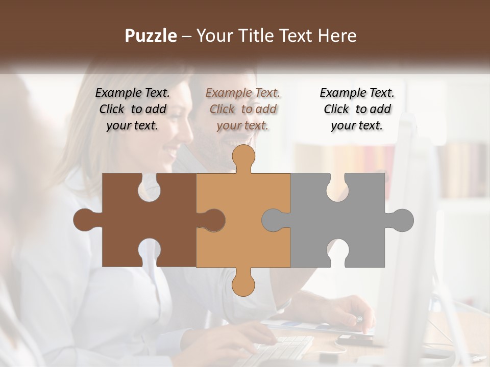 A Man And Woman Looking At A Computer Screen PowerPoint Template