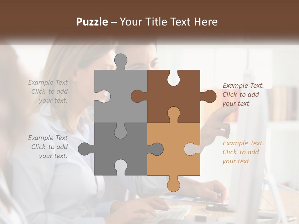 A Man And Woman Looking At A Computer Screen PowerPoint Template