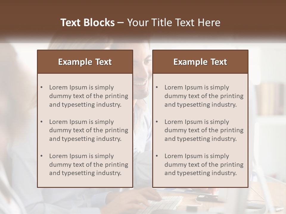 A Man And Woman Looking At A Computer Screen PowerPoint Template