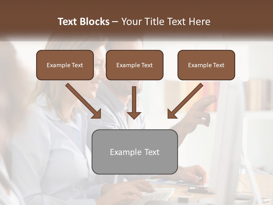 A Man And Woman Looking At A Computer Screen PowerPoint Template