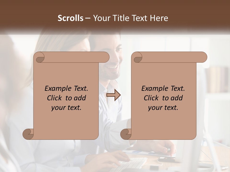 A Man And Woman Looking At A Computer Screen PowerPoint Template