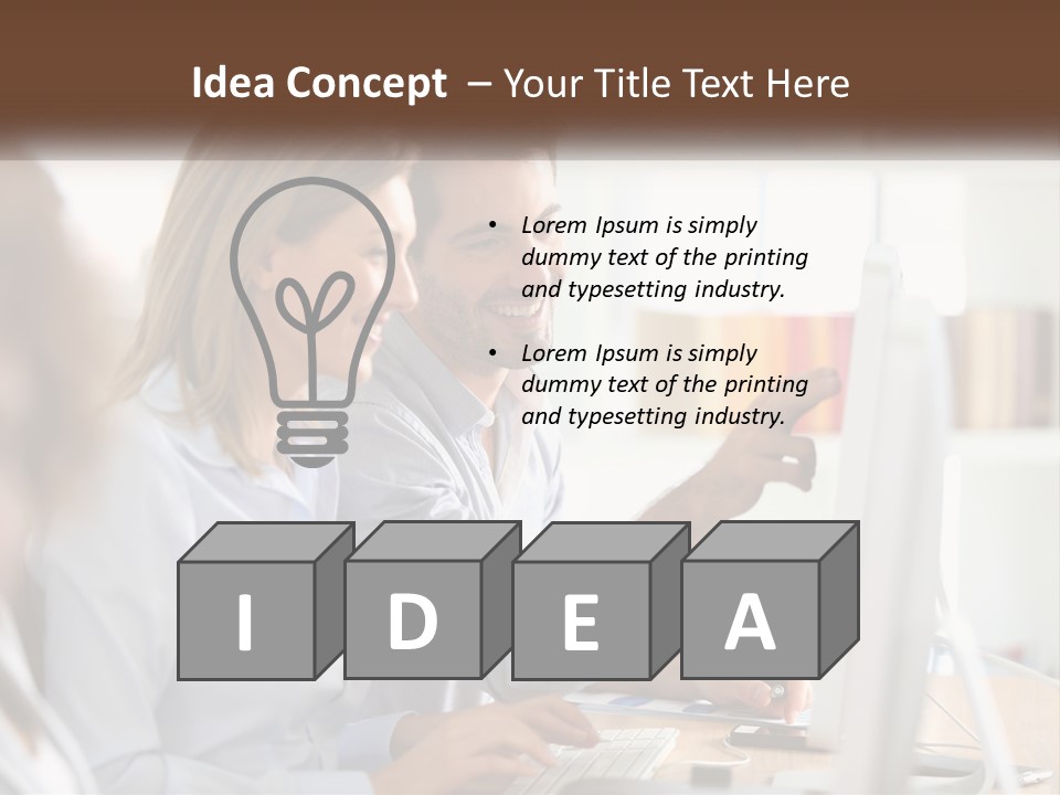 A Man And Woman Looking At A Computer Screen PowerPoint Template