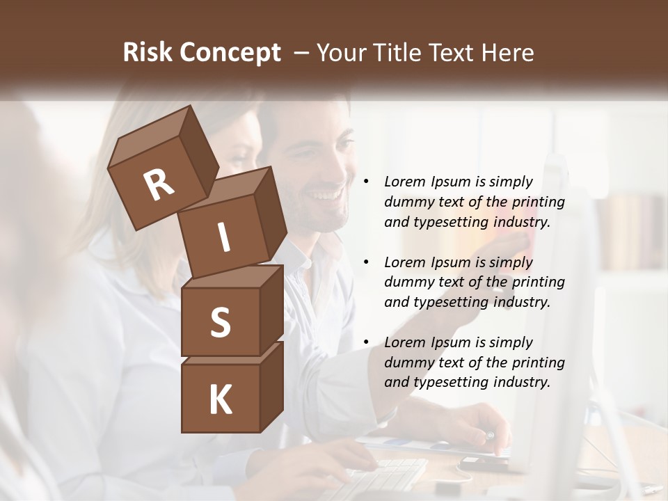 A Man And Woman Looking At A Computer Screen PowerPoint Template