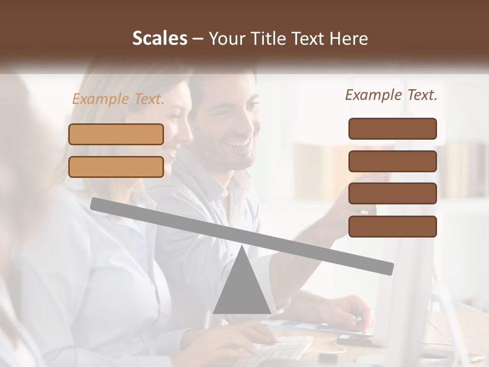 A Man And Woman Looking At A Computer Screen PowerPoint Template