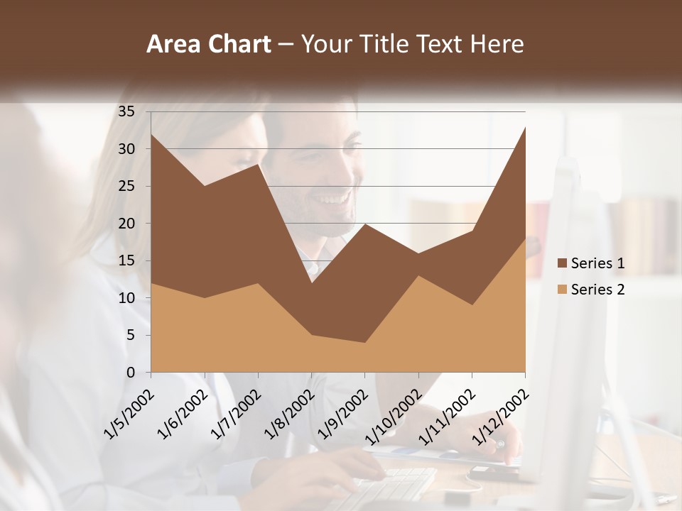 A Man And Woman Looking At A Computer Screen PowerPoint Template