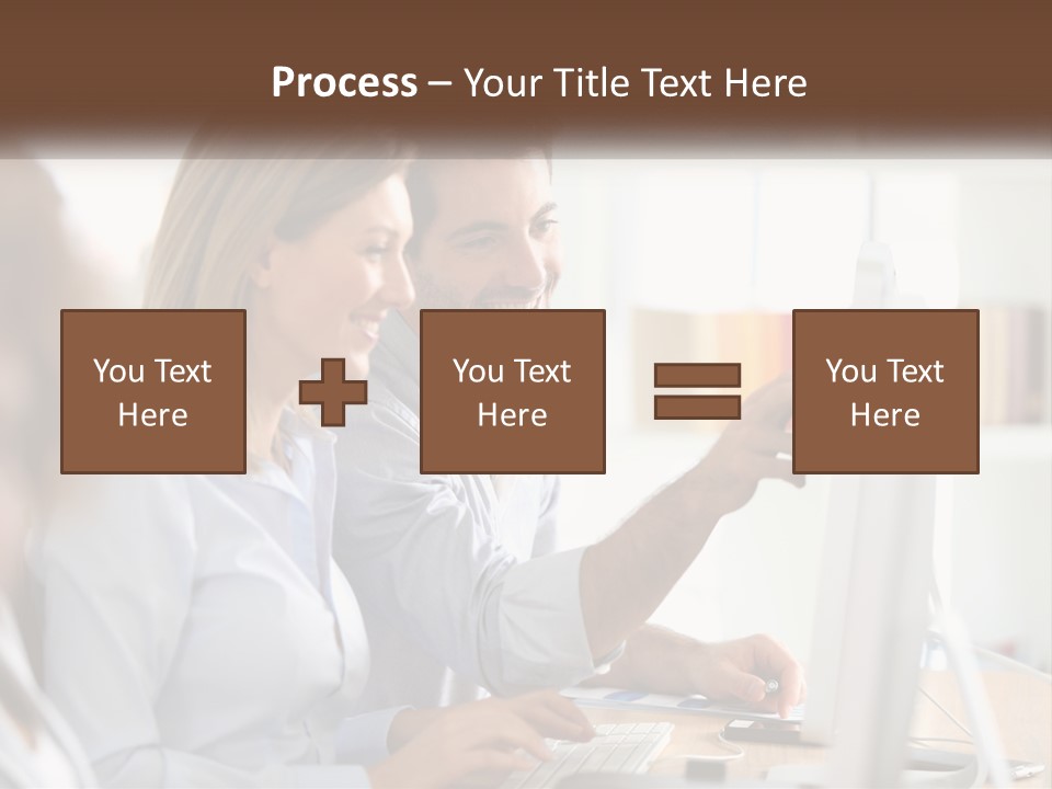 A Man And Woman Looking At A Computer Screen PowerPoint Template
