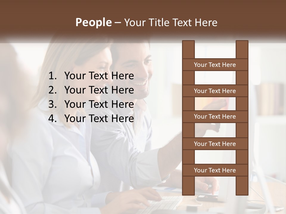 A Man And Woman Looking At A Computer Screen PowerPoint Template
