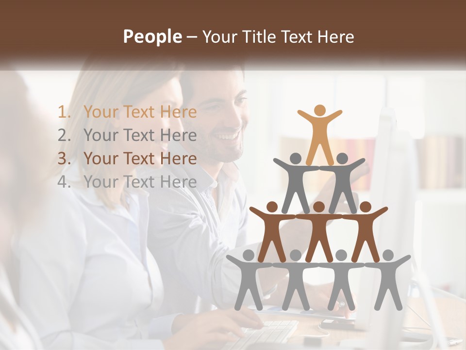 A Man And Woman Looking At A Computer Screen PowerPoint Template