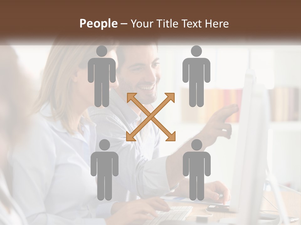 A Man And Woman Looking At A Computer Screen PowerPoint Template