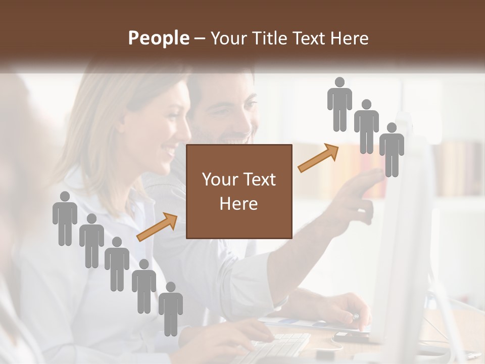 A Man And Woman Looking At A Computer Screen PowerPoint Template