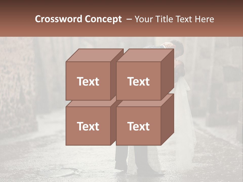 A Man And Woman Kissing In The Rain PowerPoint Template