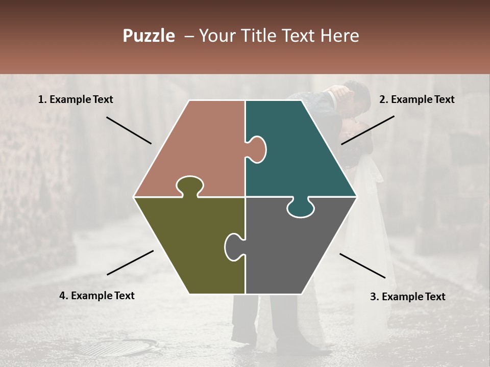 A Man And Woman Kissing In The Rain PowerPoint Template