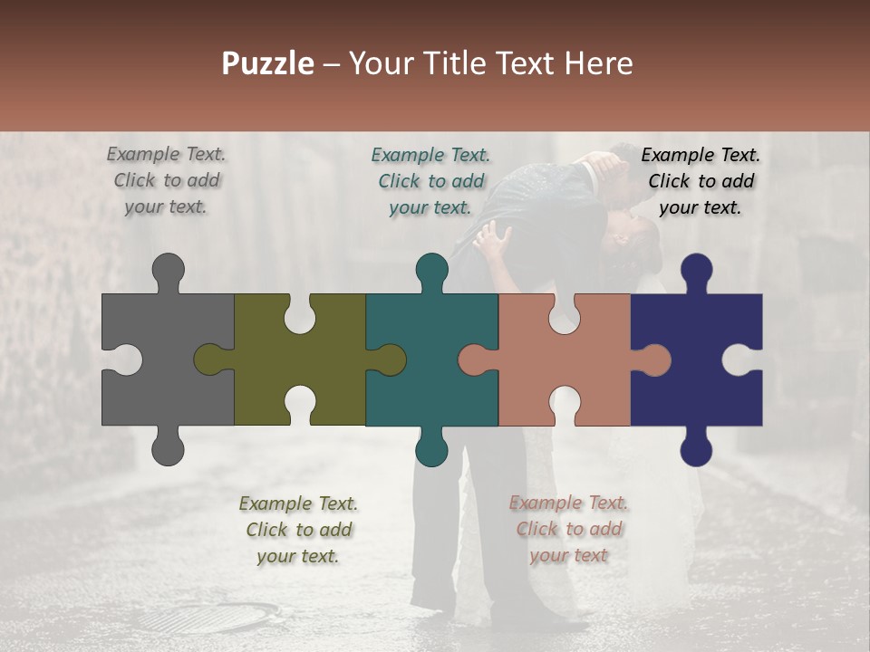 A Man And Woman Kissing In The Rain PowerPoint Template