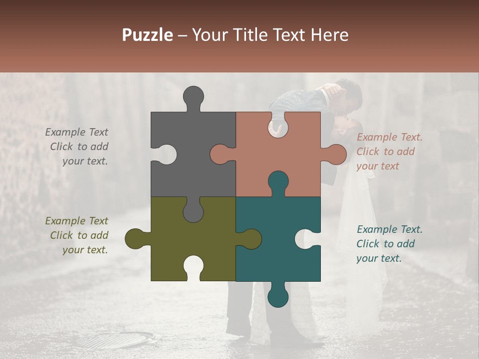 A Man And Woman Kissing In The Rain PowerPoint Template