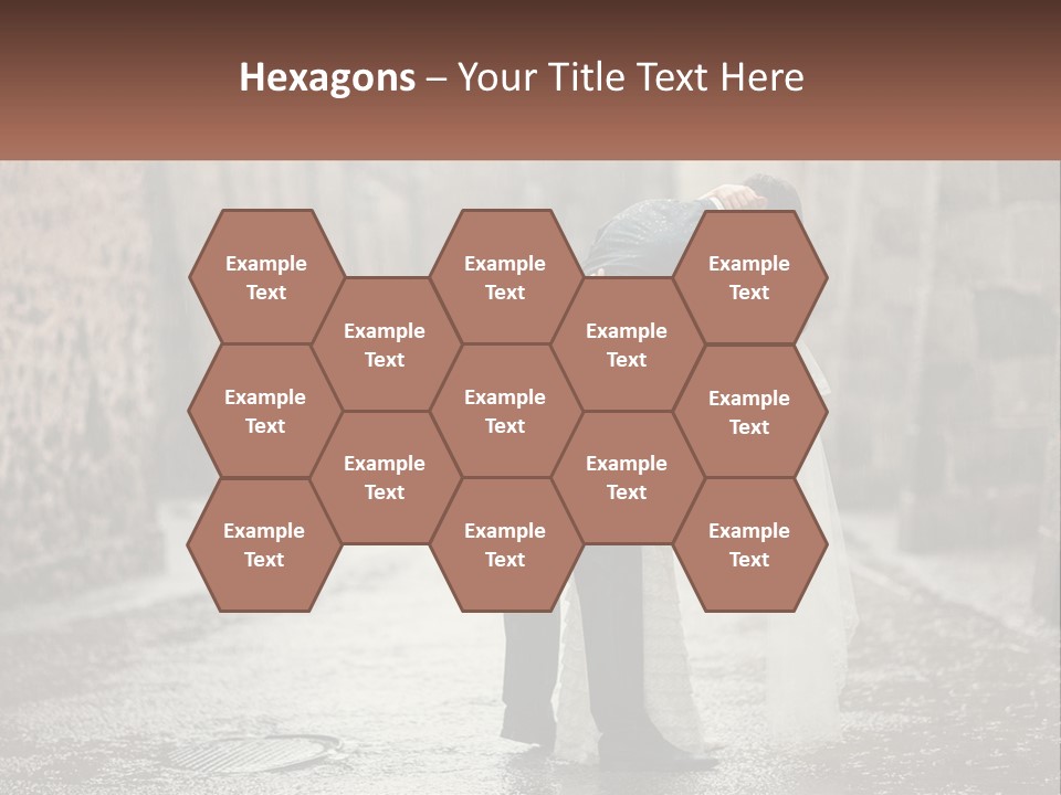 A Man And Woman Kissing In The Rain PowerPoint Template