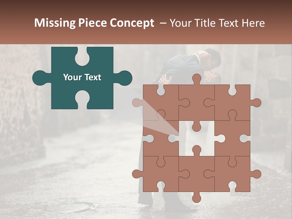 A Man And Woman Kissing In The Rain PowerPoint Template