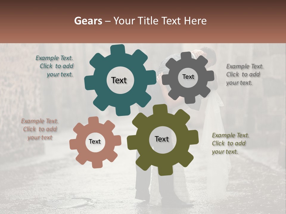 A Man And Woman Kissing In The Rain PowerPoint Template