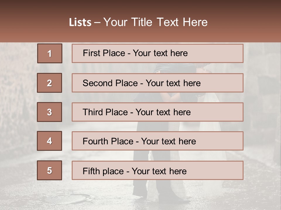 A Man And Woman Kissing In The Rain PowerPoint Template