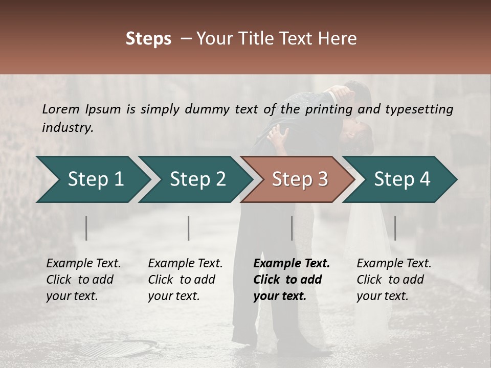 A Man And Woman Kissing In The Rain PowerPoint Template
