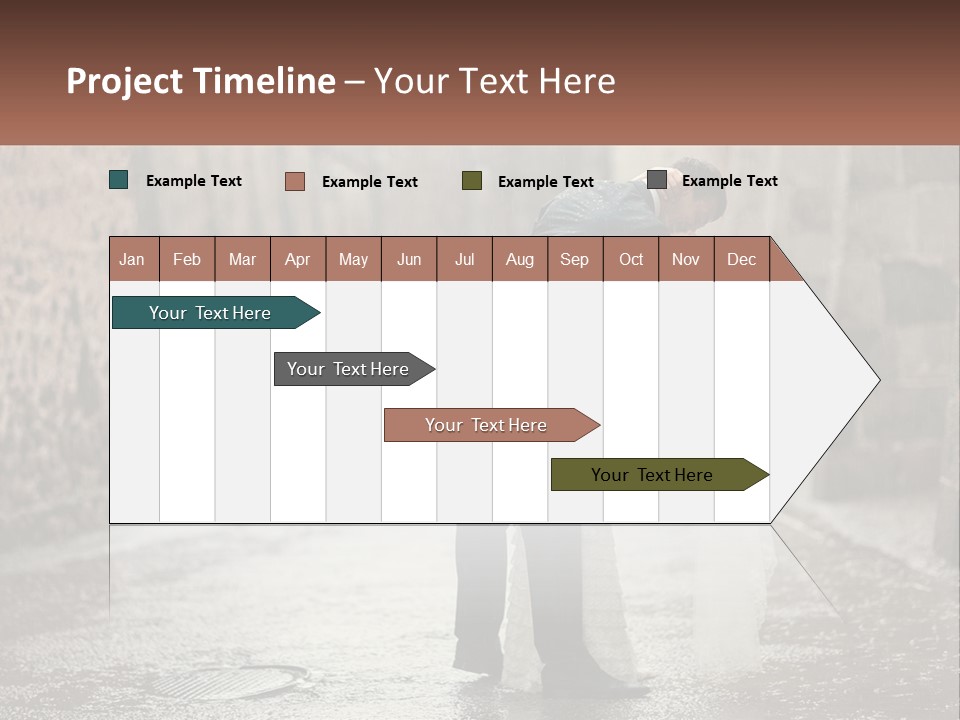 A Man And Woman Kissing In The Rain PowerPoint Template